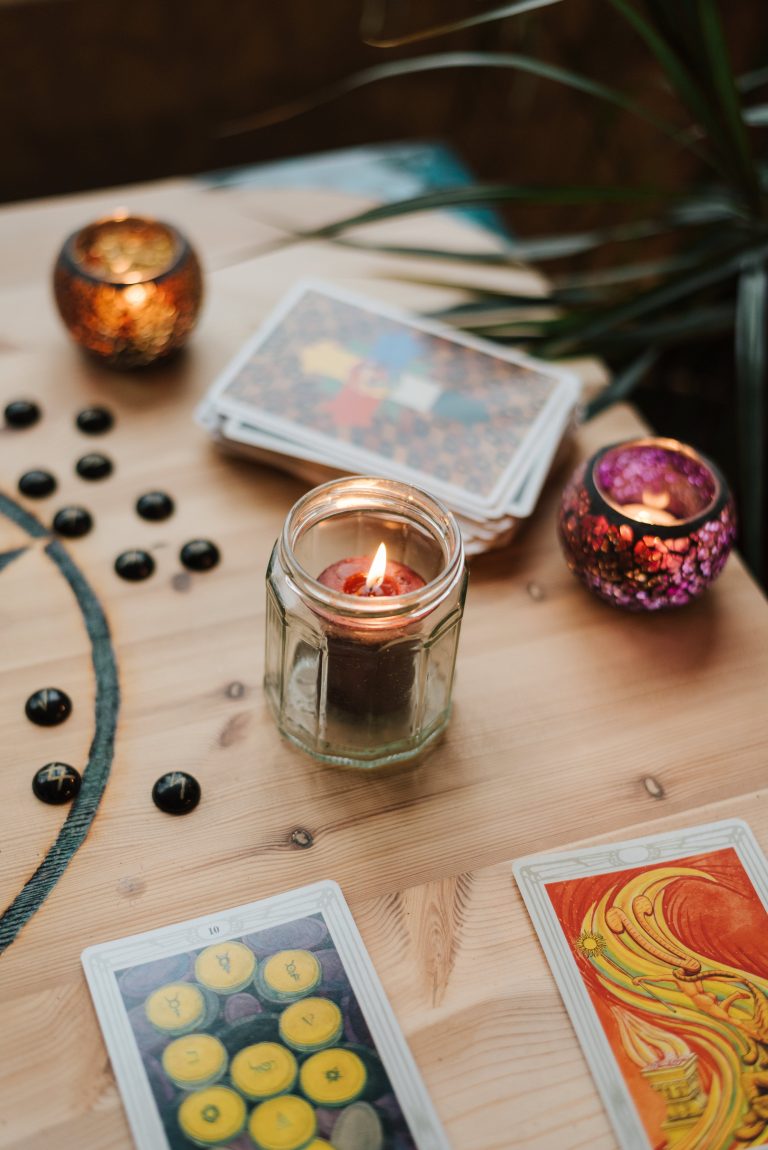 Picture of candles and tarot cards